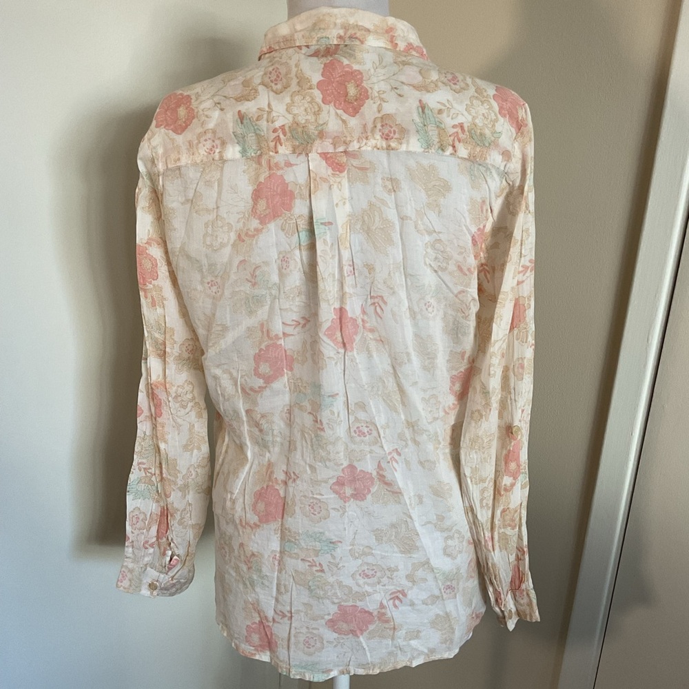 Vintage GOA Light Pink Floral Button Down 100% Cotton Made in India Medium - Picture 7 of 7
